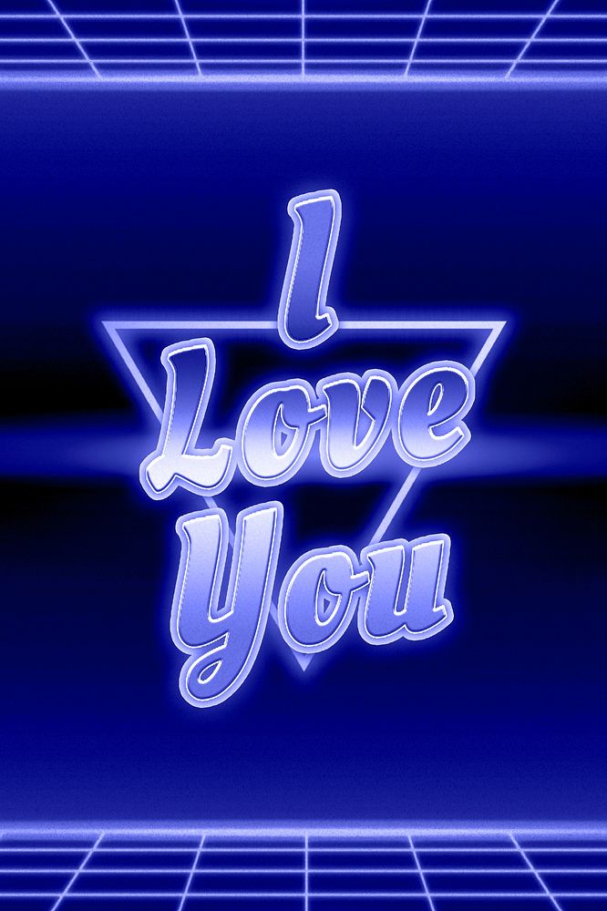 I love you neon grid text typography