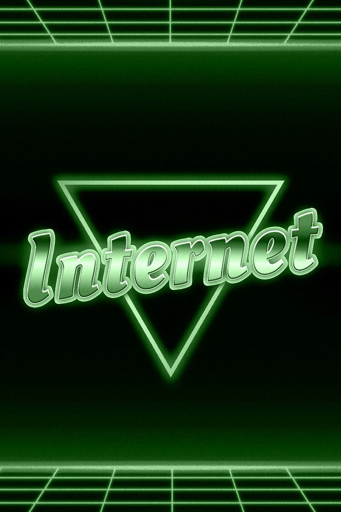 Neon green internet font word grid lines