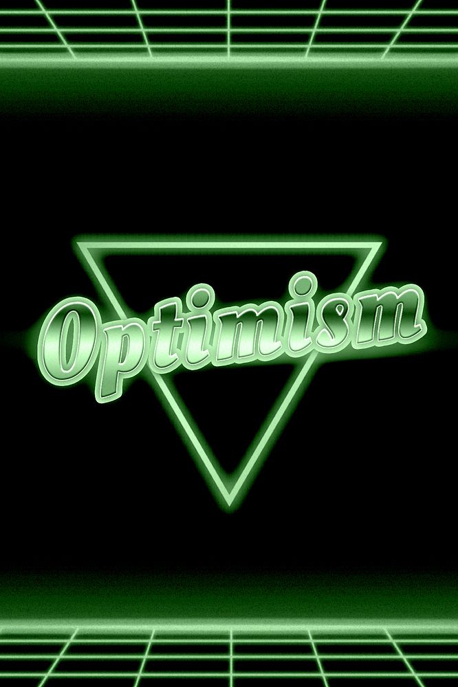 Neon green optimism word grid typography