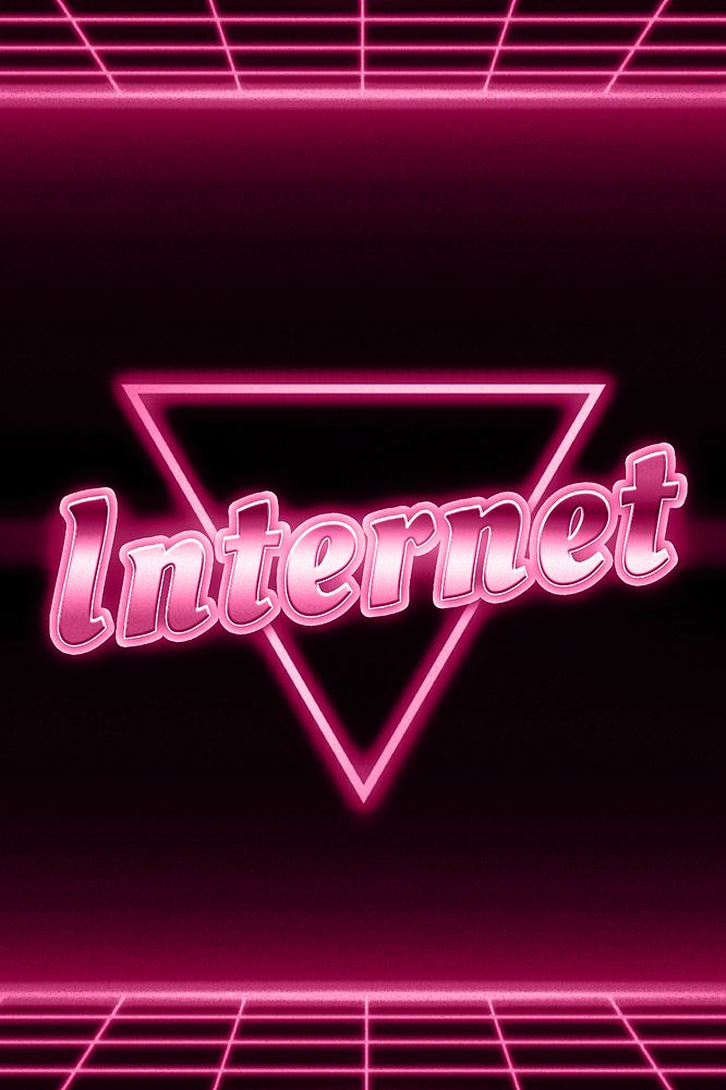 Neon 80s internet font word grid lines