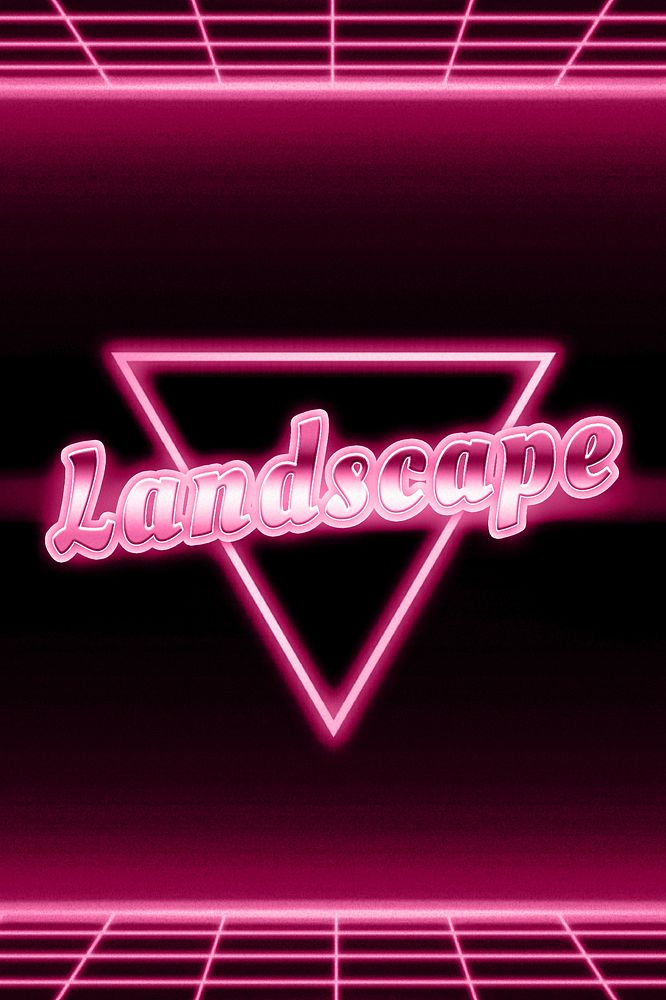 80s landscape word neon typography