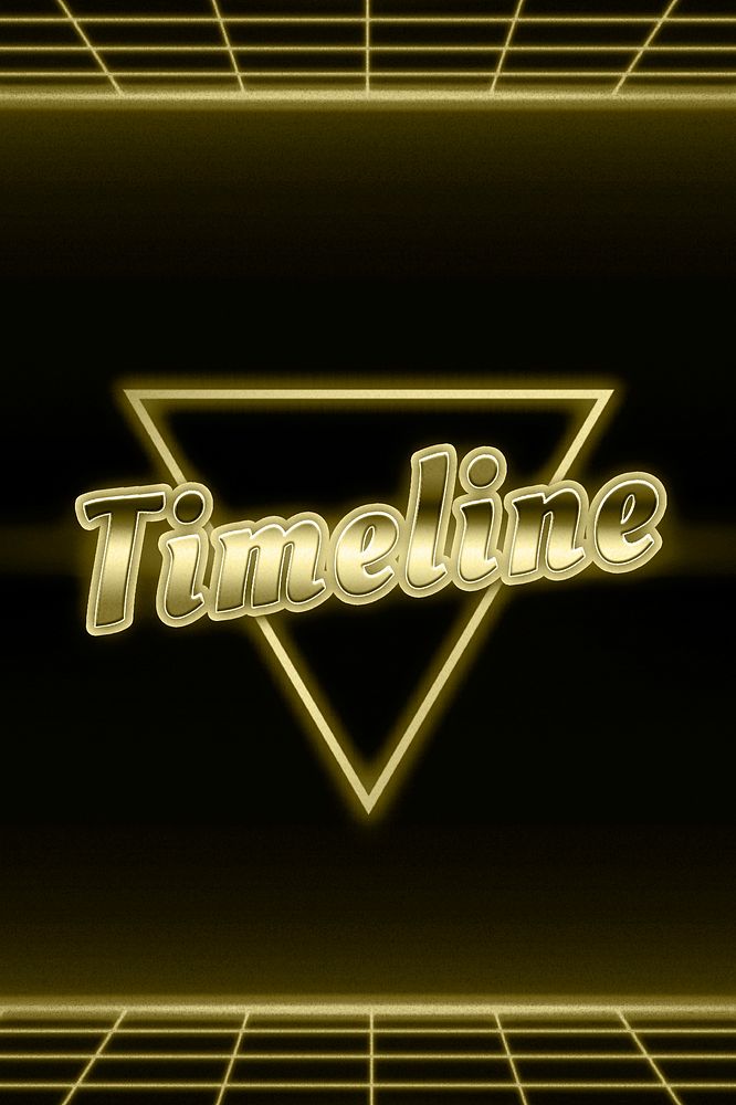 Gold futuristic timeline text neon grid