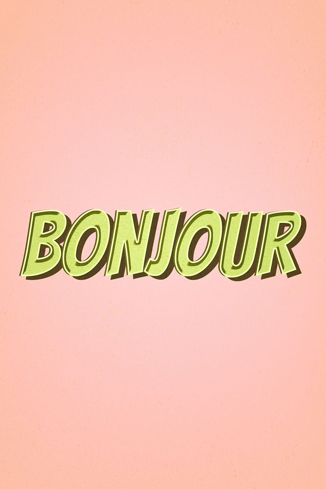 Bonjour comic retro style lettering illustration