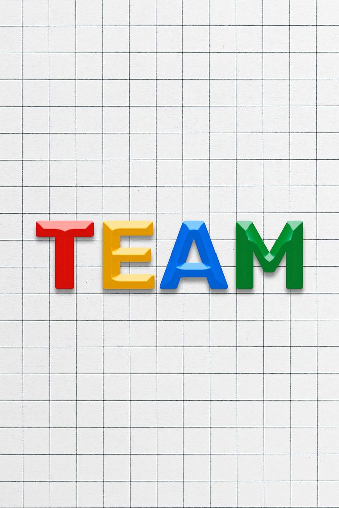 3d effect team text lettering rainbow color typography