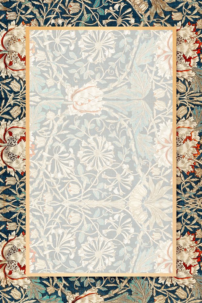 Boho floral frame vector William Morris pattern