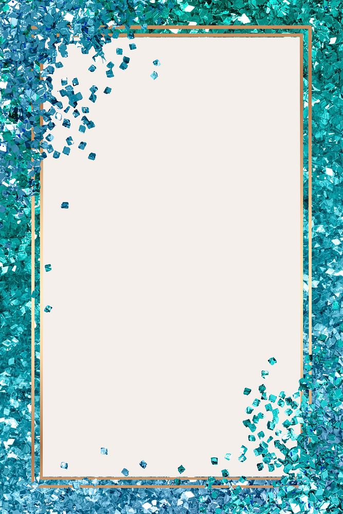 Shiny frame vector turquoise gradient background