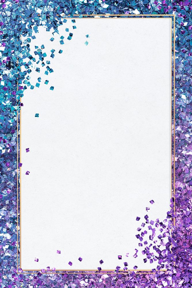 Sparkly purple blue gradient frame glitter border
