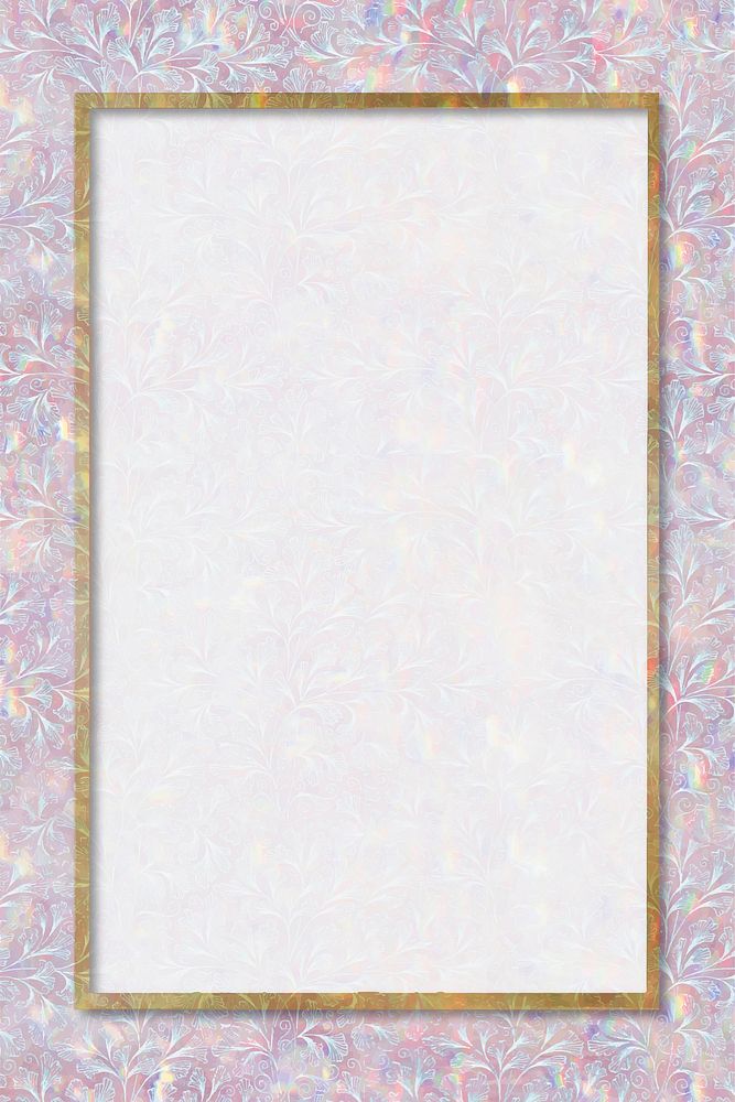 Nature holographic frame vector pattern remix from artwork by William Morris