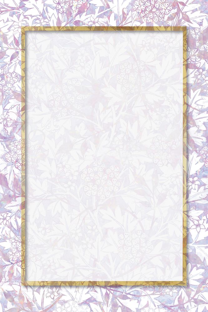 Vintage vector holographic pastel nature frame remix from artwork by William Morris