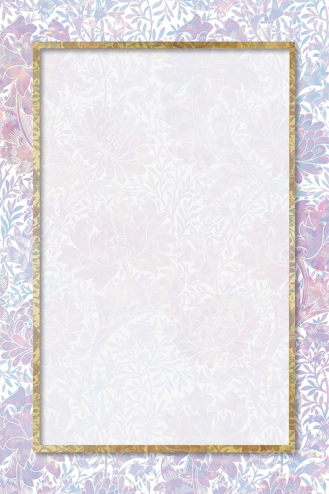Vector pink pastel holographic frame remix from artwork by William Morris