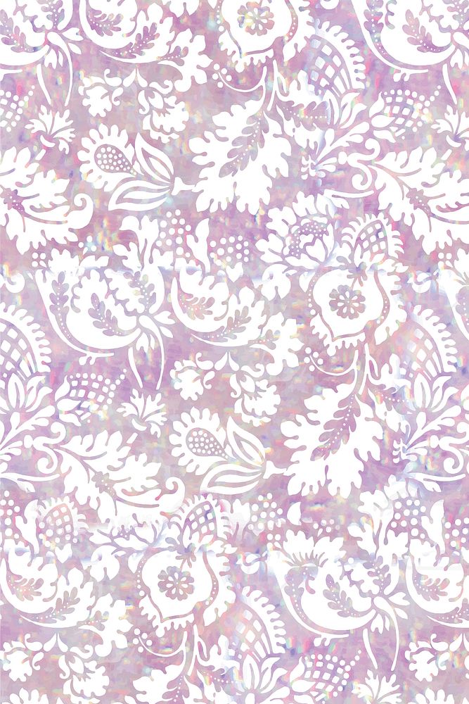 Vintage nature holographic vector pattern remix from artwork by William Morris