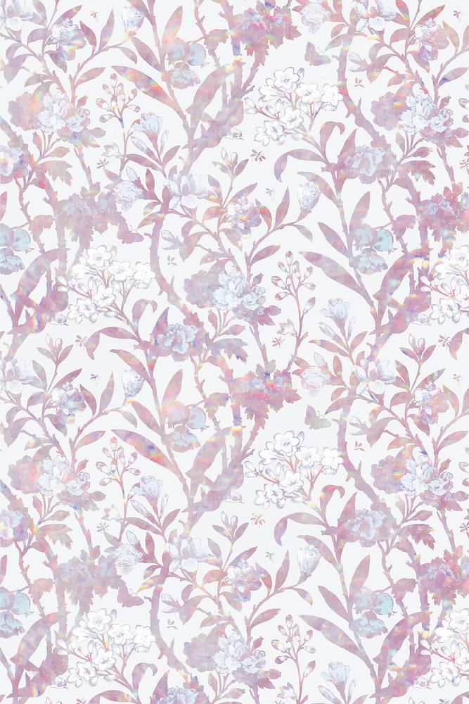 Floral holographic vector pattern remix from artwork by William Morris