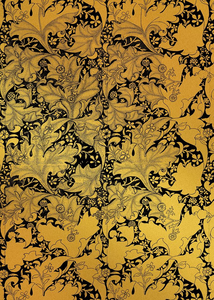 Vintage golden floral pattern remix from artwork by William Morris