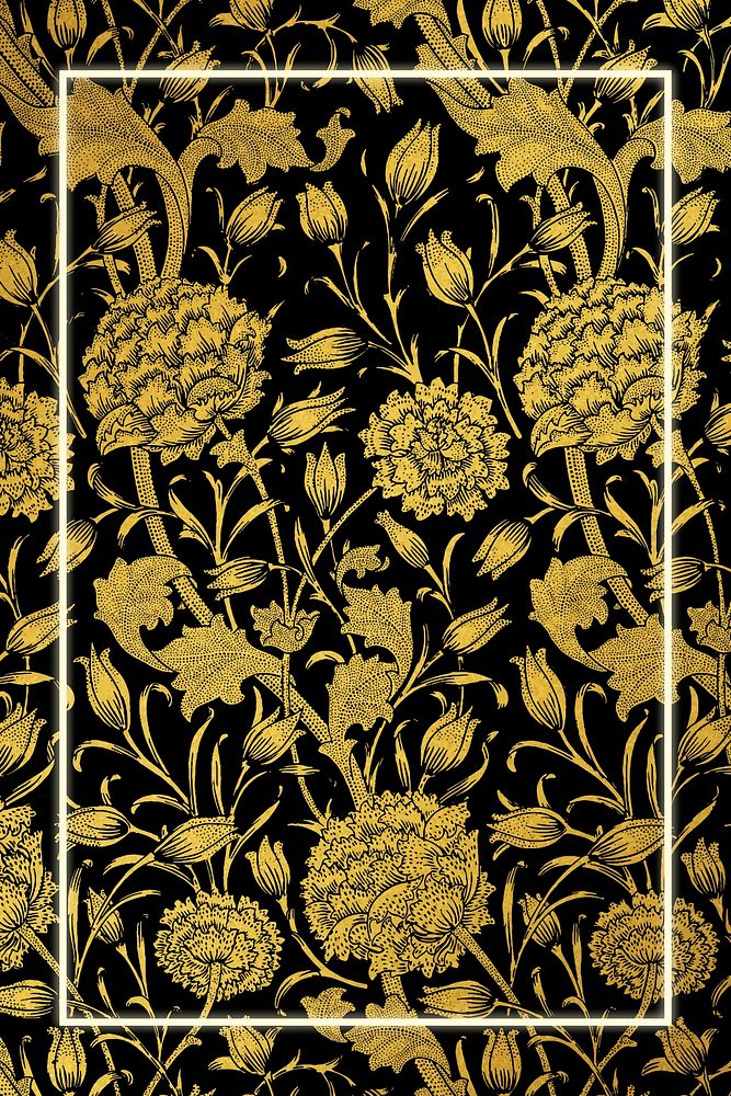 Luxury botanical frame pattern vector remix from artwork by William Morris