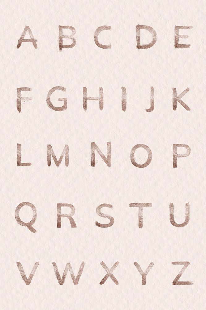 Glitter alphabet psd set rose gold brush stroke font