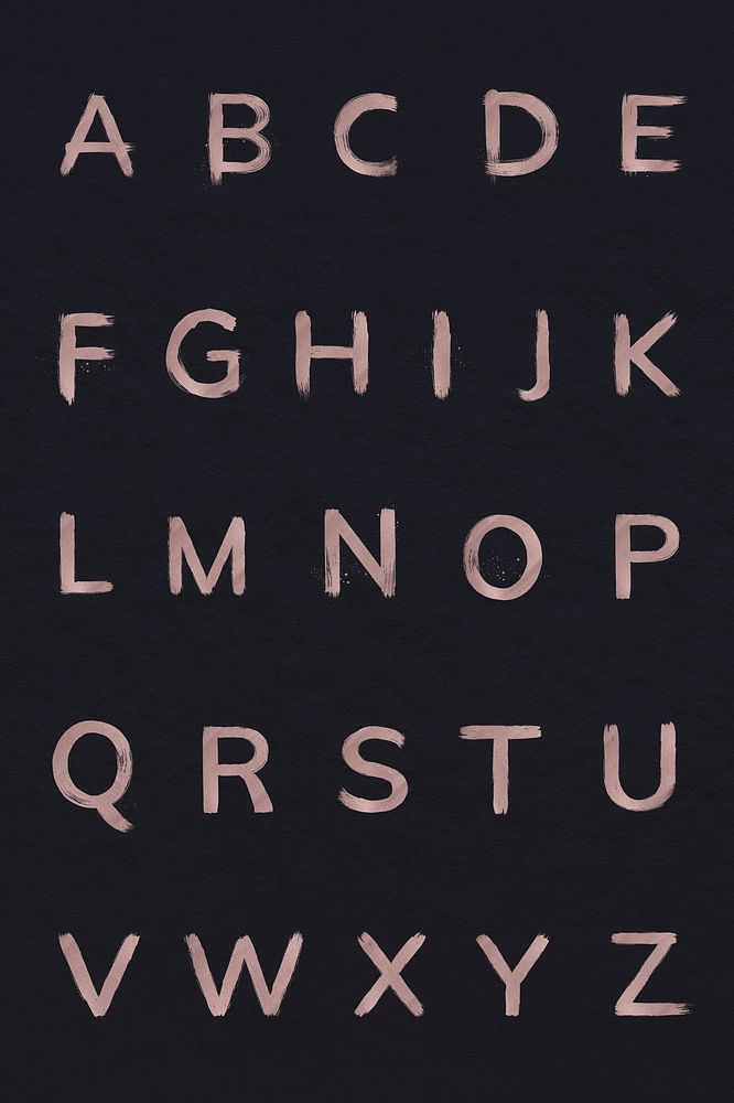 Brushed rose gold alphabet psd set typeface