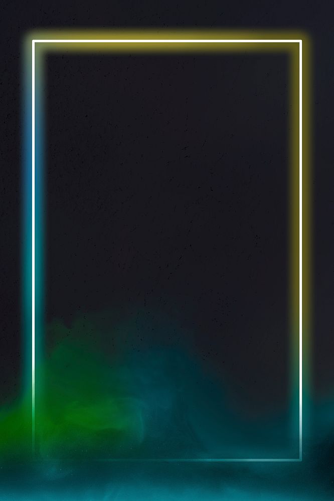 Rectangle neon frame gradient color smoke foggy
