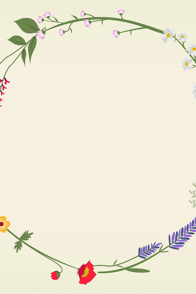 Wildflower frame vector decorated with small flowers