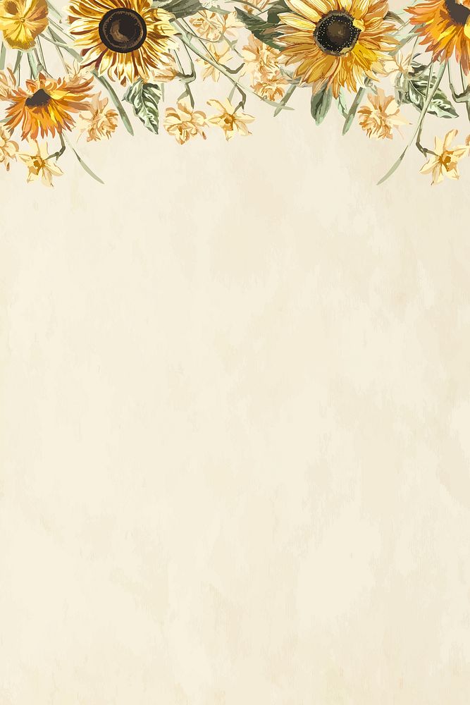 Floral background vector with watercolor sunflower