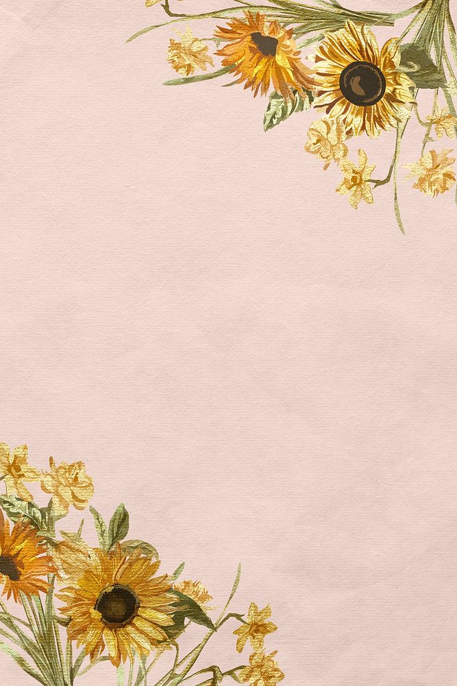 Sunflower pattern psd on pink background