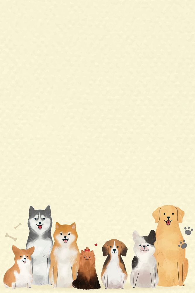 Animal background psd with cute dog illustrations