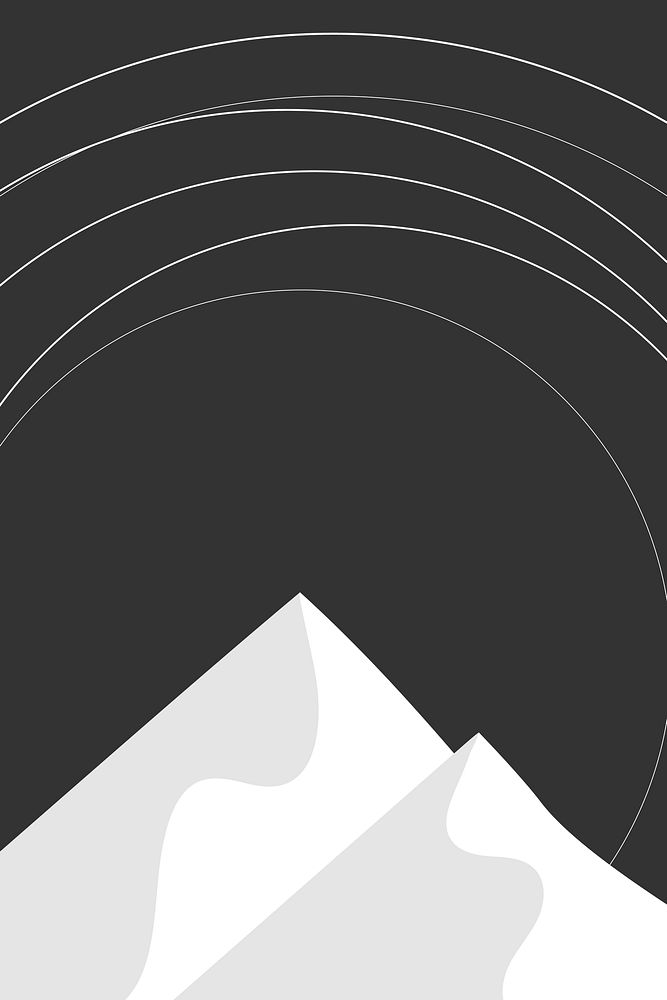 Night mountain scenery background vector in black and white