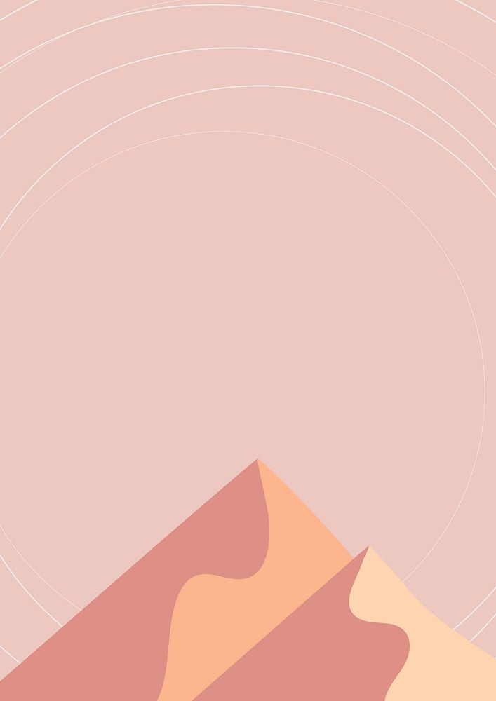 Mountain scenery aesthetic background in peachy orange