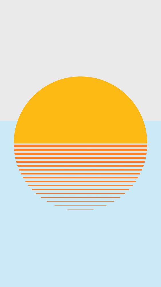 Sunset aesthetic mobile wallpaper vector in orange