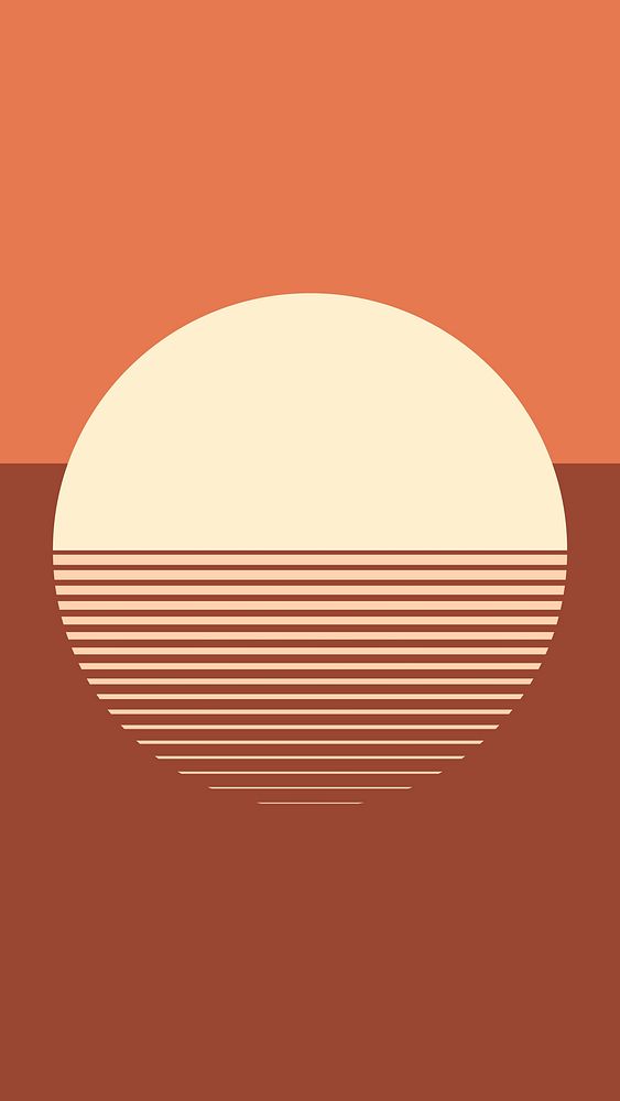 Sunset aesthetic mobile wallpaper vector in dark orange