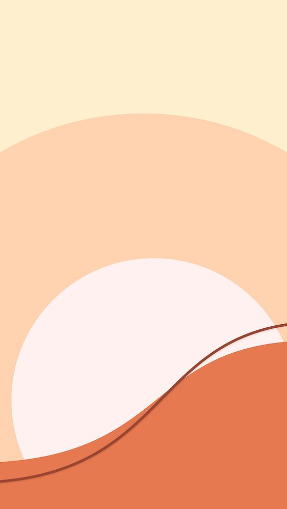 Orange sunset beach vector mobile wallpaper bauhaus style