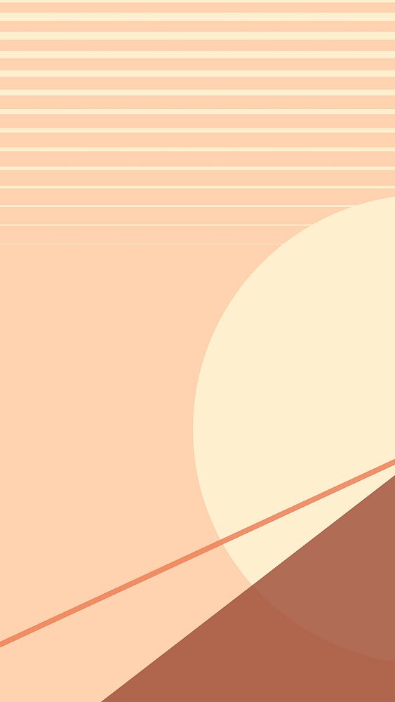 Sunset geometric mobile wallpaper vector in beige and brown