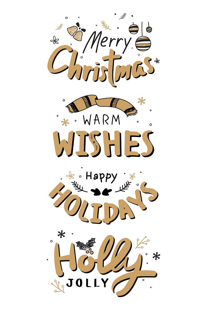 Christmas wishes gold cute typography collection