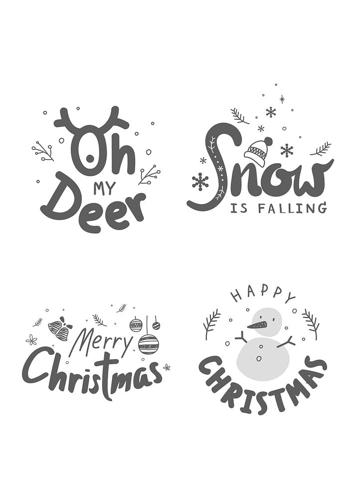 Xmas typography psd festive holiday social media sticker