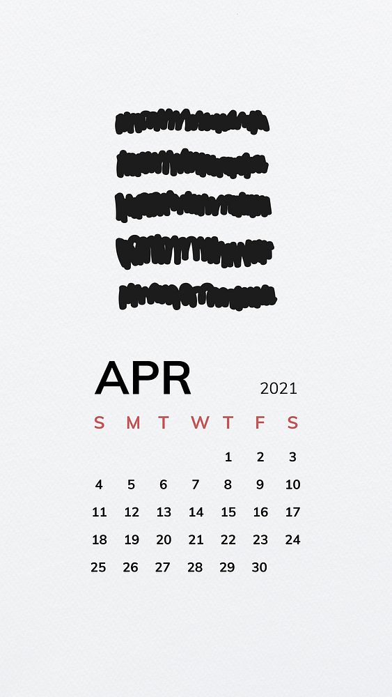 Calendar 2021 April printable template vector with black pattern