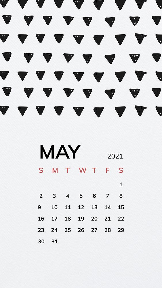 Calendar 2021 May printable with black pattern