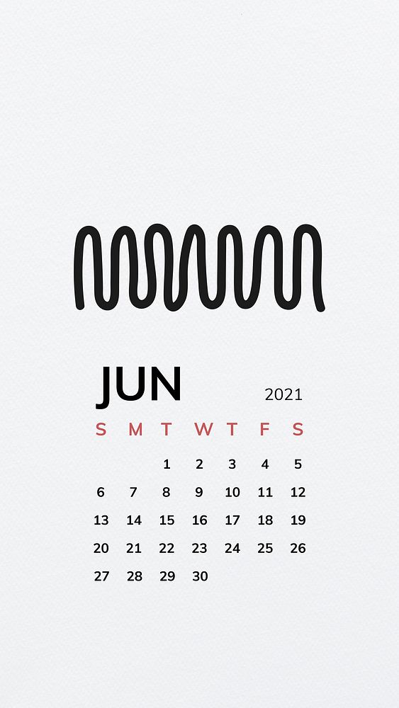Calendar 2021 June printable with black line pattern background