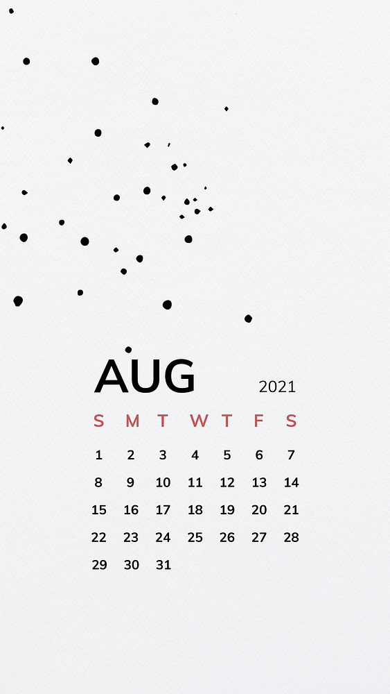 Calendar 2021 August printable with black line pattern background