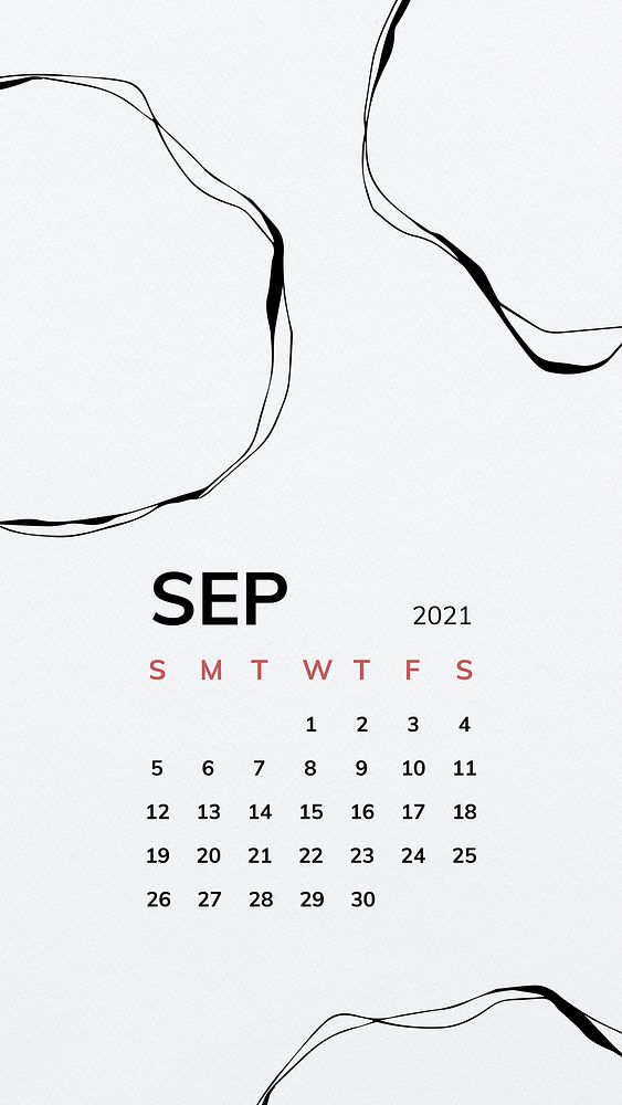 Calendar 2021 September printable with black pattern
