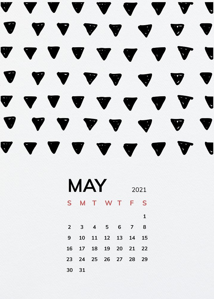 Calendar 2021 May printable template vector with black arrow pattern