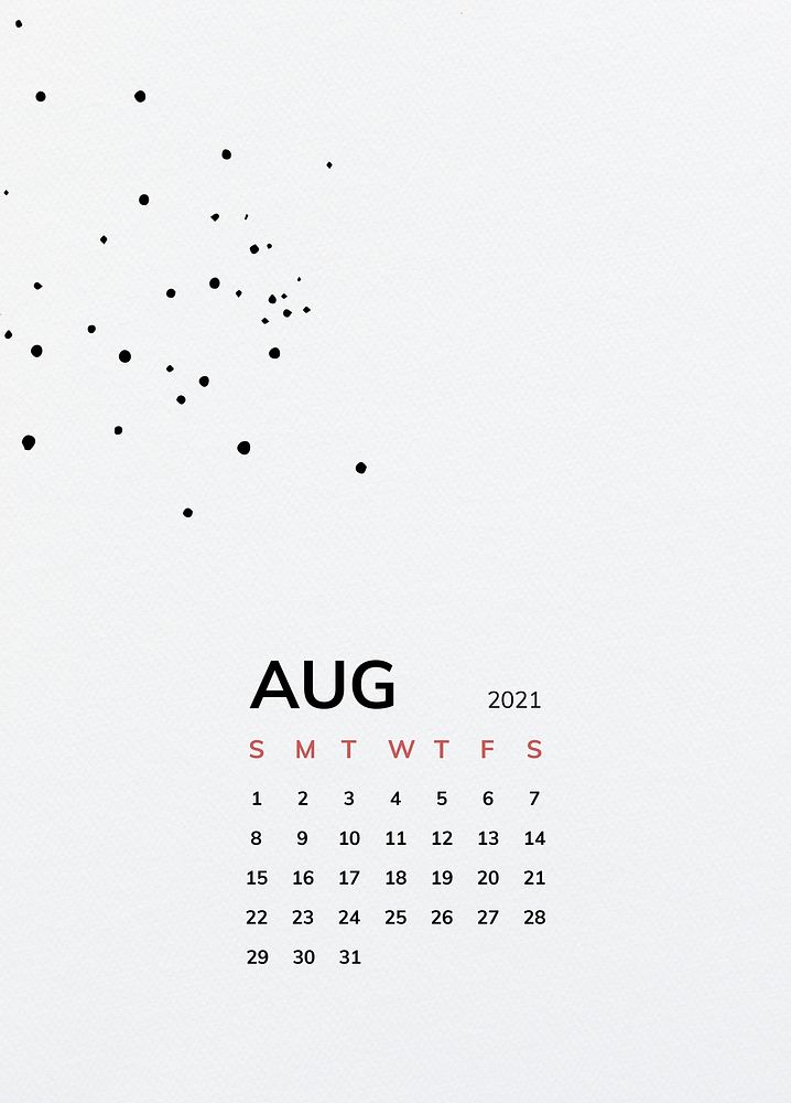 Calendar 2021 August printable template vector with black line pattern
