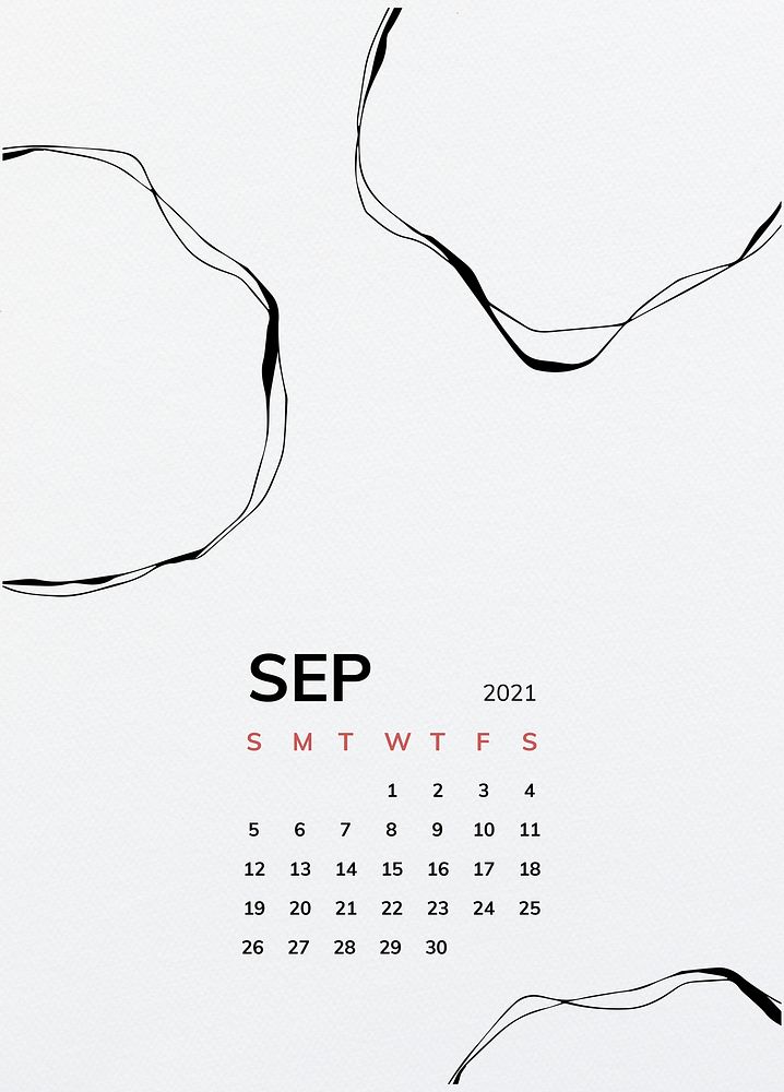 Calendar 2021 September printable template vector with black circle pattern