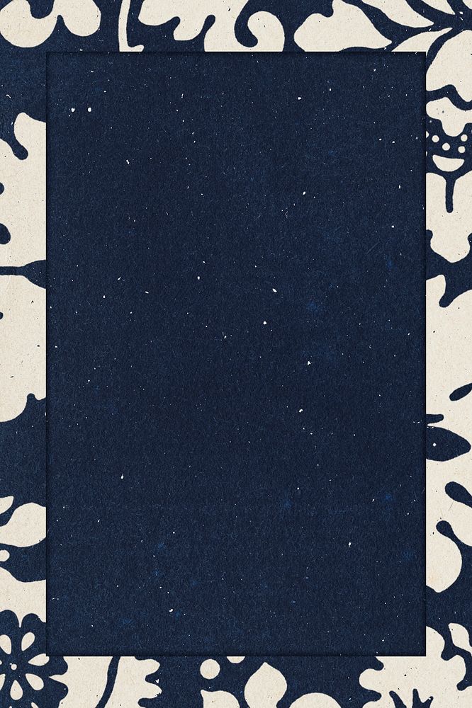 William Morris leafy frame remix botanical pattern indigo background