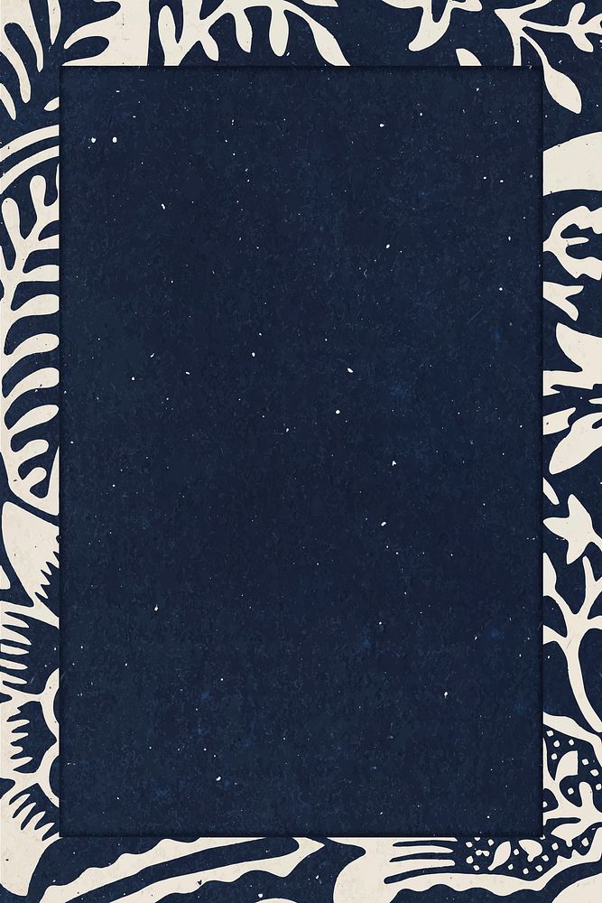 William Morris floral frame vector remix botanical pattern indigo background