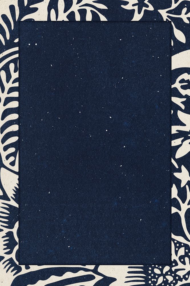 William Morris floral frame remix botanical pattern indigo background
