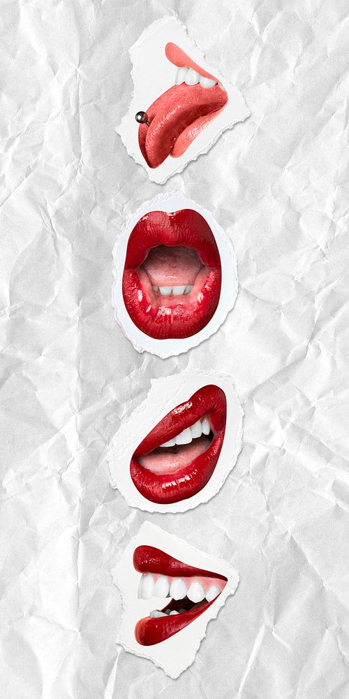 Sticker red lips expression psd cool Valentine&rsquo;s day collection