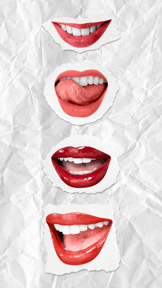 Flirty lips expression psd stickers for Valentine&rsquo;s day collection