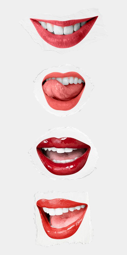 Flirty lips expression vector stickers for Valentine&rsquo;s day collection