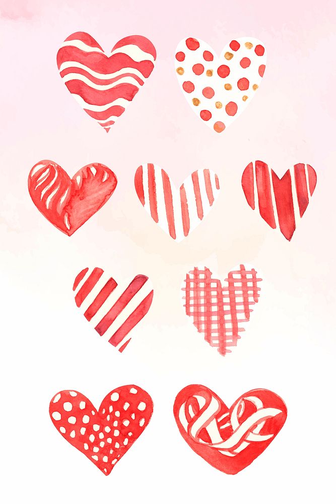 Red heart sticker collection Valentine day edition  