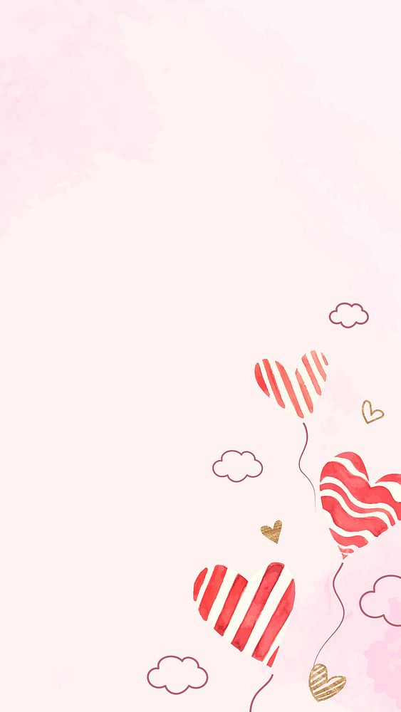 Heart balloon Valentine&rsquo;s background vector social media story