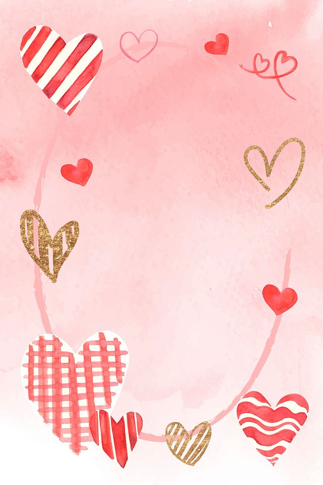 Valentine's frame watercolor illustration 